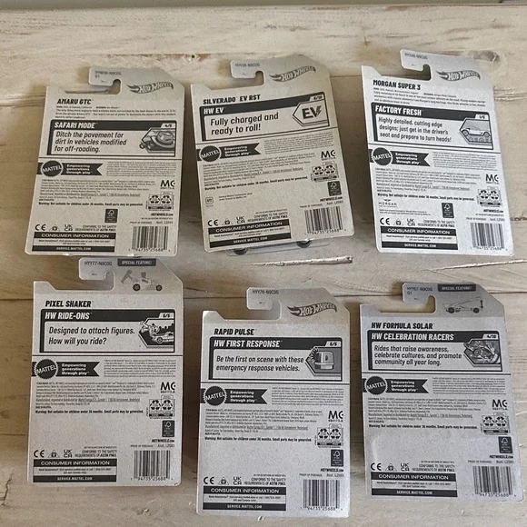 6 New Hot Wheels Assorted Die-Cast Cars Set - Orange, Yellow, Black, Green - Picture 8 of 8